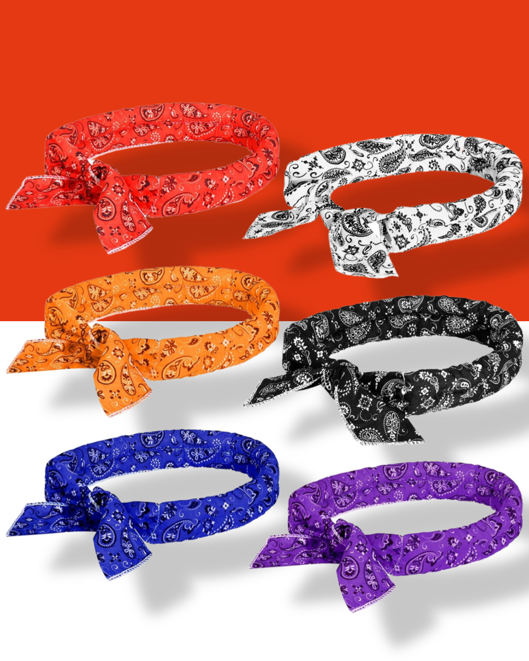6 Pack Cooling Neck Wraps, Ice Scarf Bandanas for Summer, Outdoor Men & Women