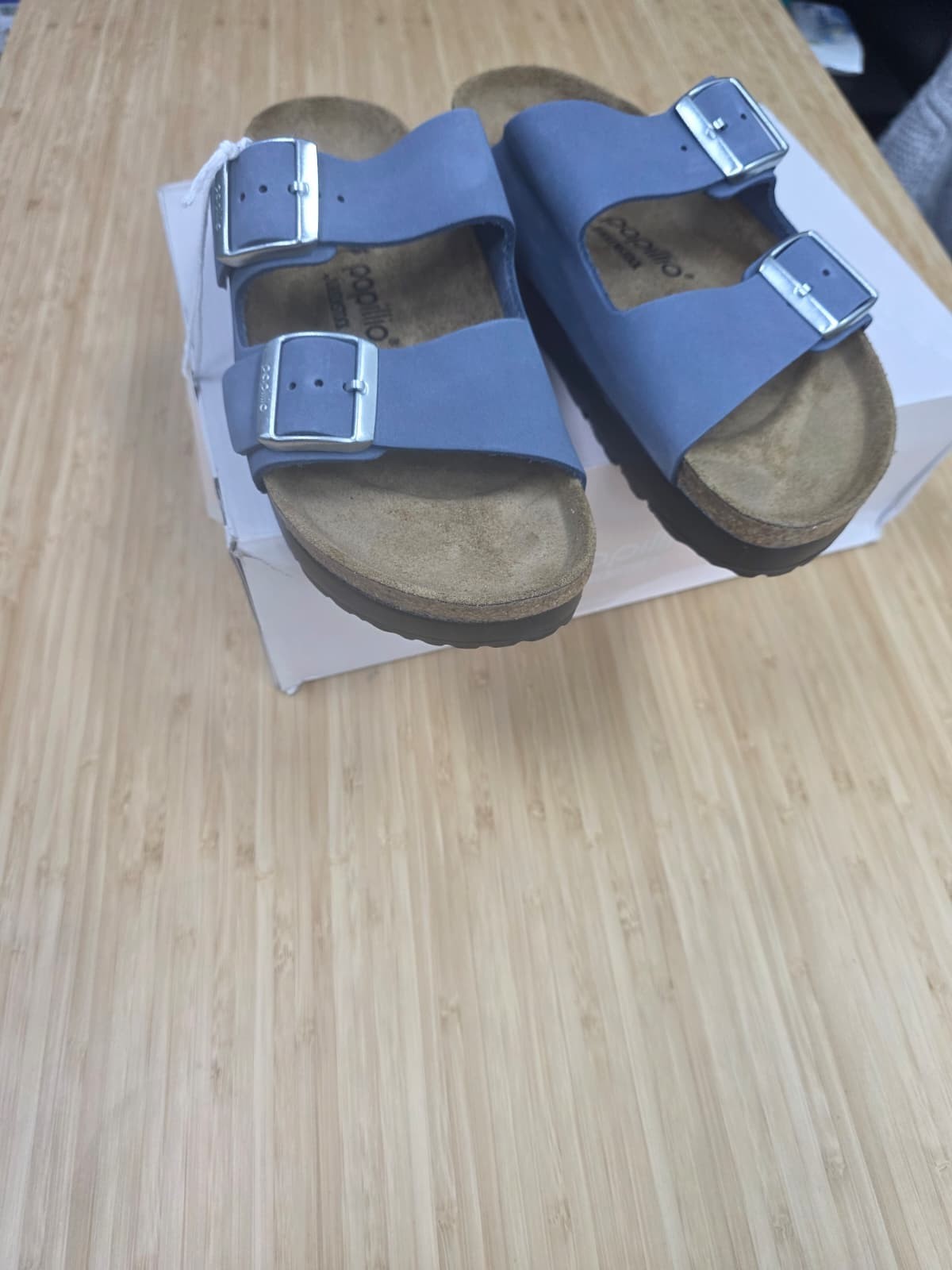 Papillio by Birkenstock Unisex Arizona Flex Platform Sandal Stone Blue EU 38/US7