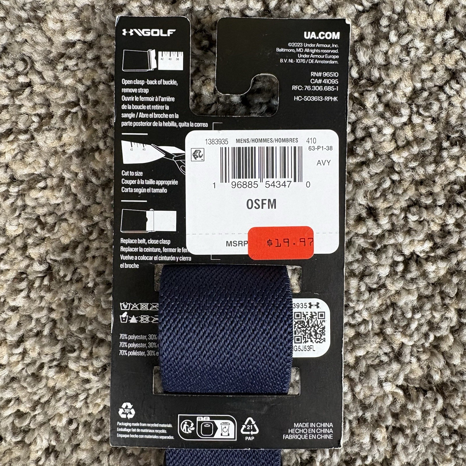 Under Armour Men’s UA Webbing Belt One Size Fits All Webbed Belt