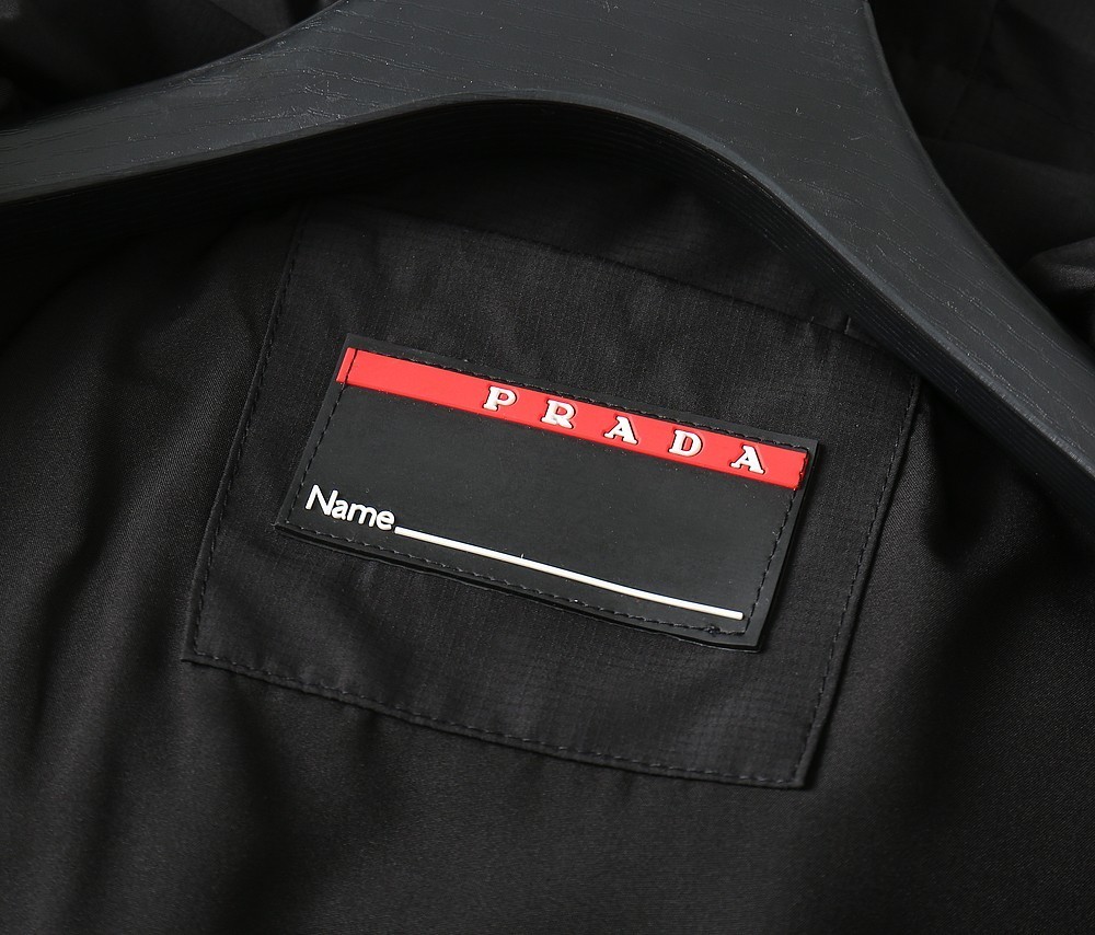 Prada 26SS New Men’s Red Logo Black Jacket Coat