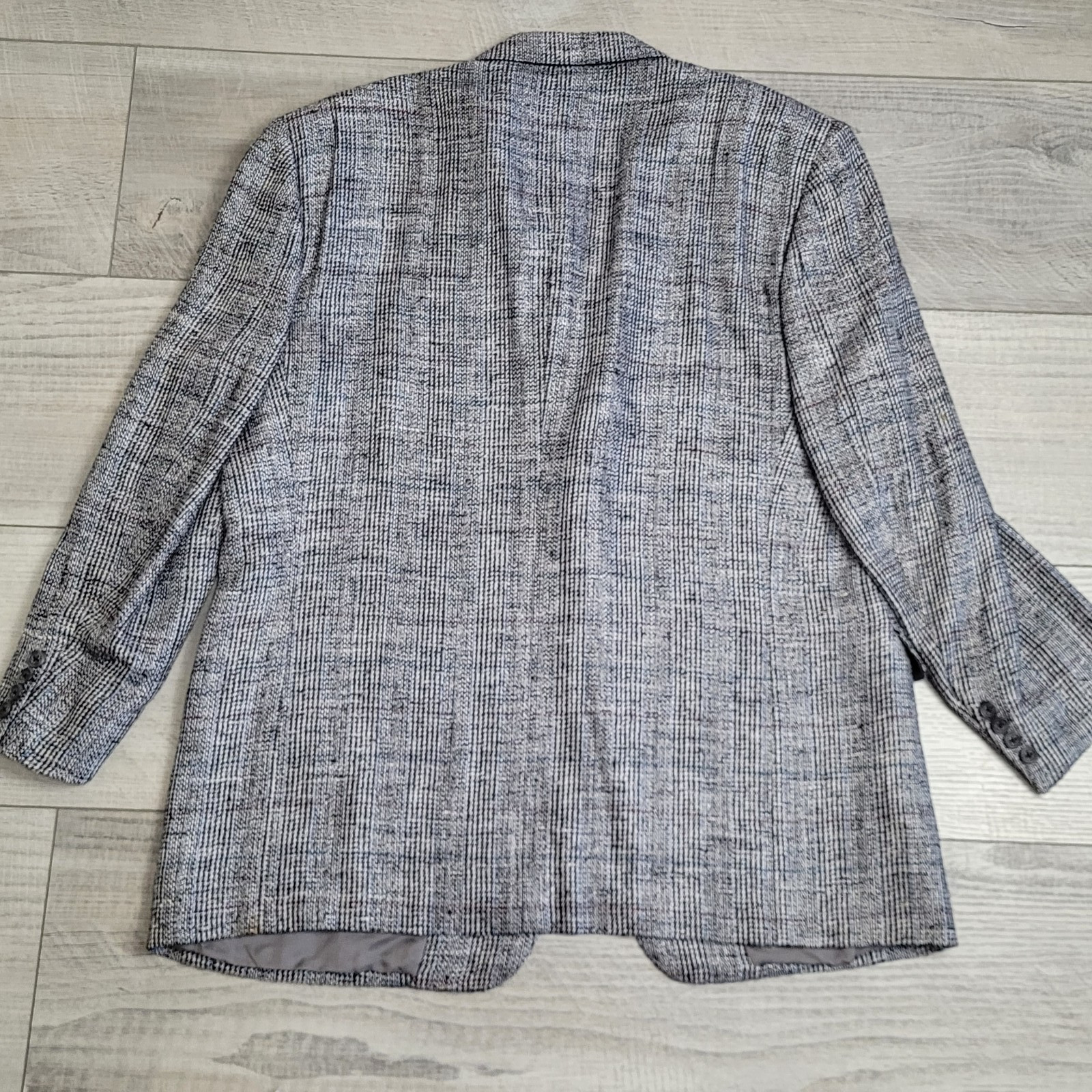 Vintage Ermenegildo Zegna Blazer Mens 46 100% Silk Sport Coat Glen Plaid 1988