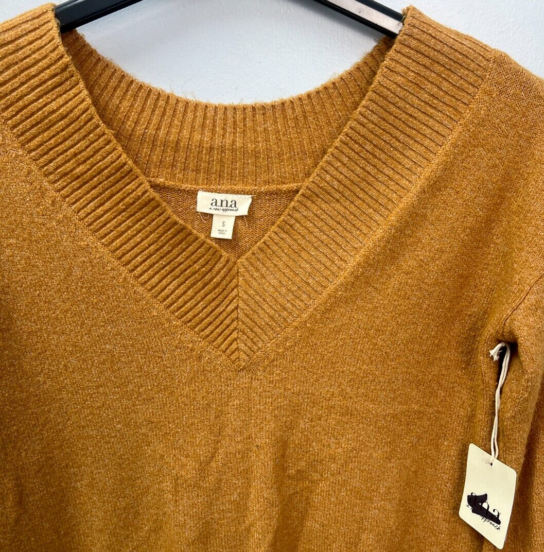 a.n.a. Buckthorn Brown V-Neck Long Sleeve Pullover Sweater Women’s Size Small