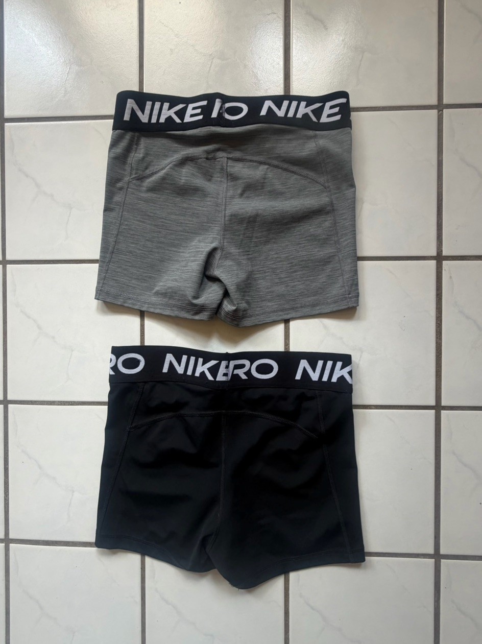 2 Nike Pro Compression Shorts 1 Gray / 1 Black Solid Pull-On Gym Training #294