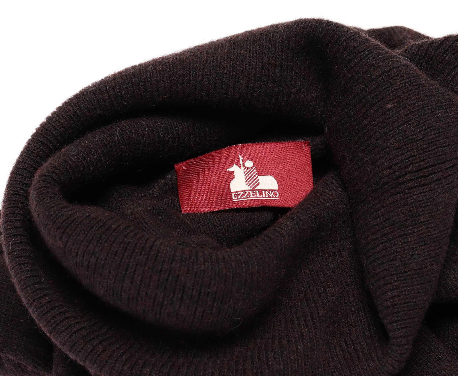 NWT EZZELINO SWEATER wool cashmere turtleneck brown 2-ply luxury Italy L