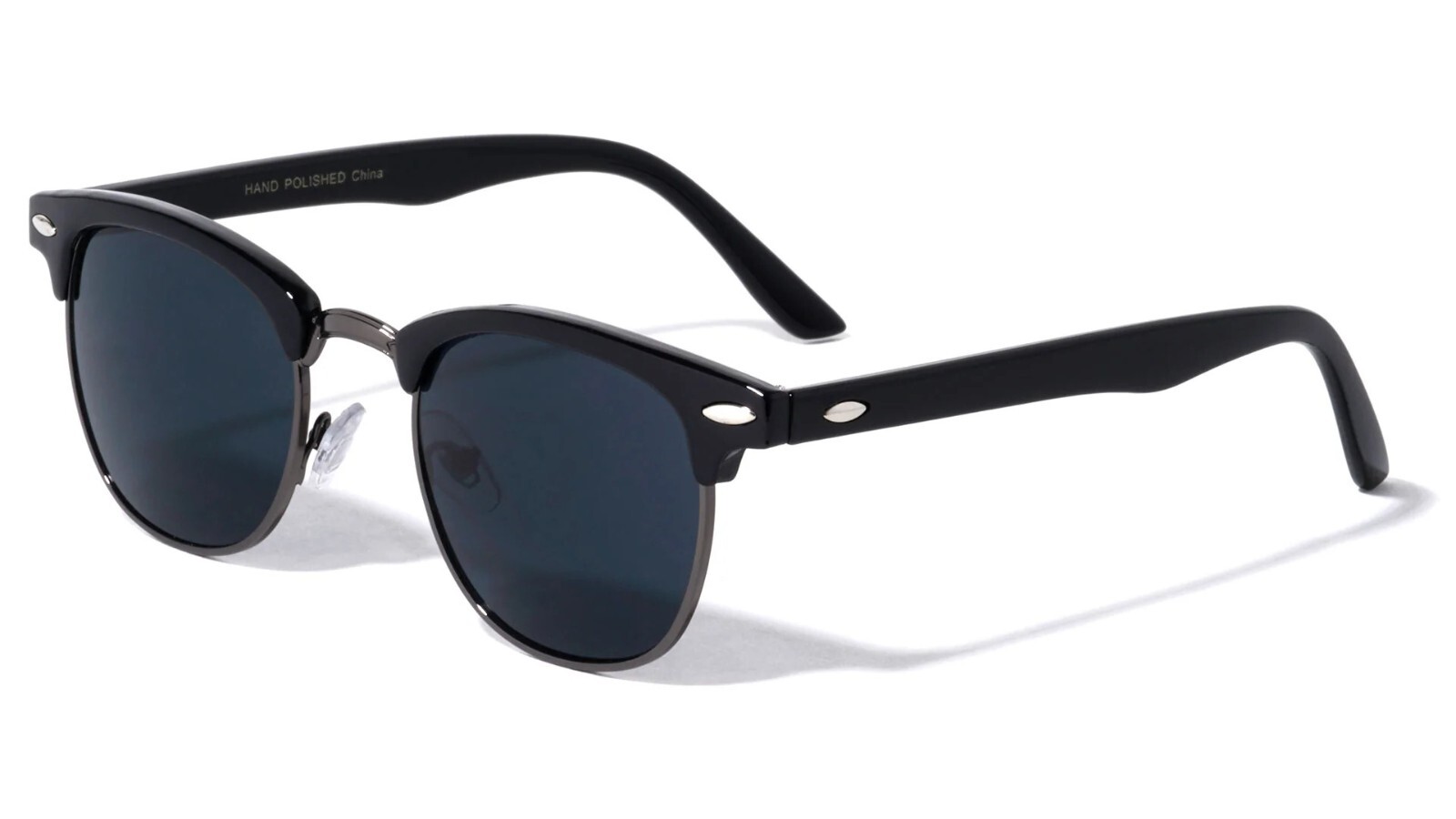 Retro Vintage Polarized Sunglasses Mens UV400 Half Metal Frame Club Sunglasses