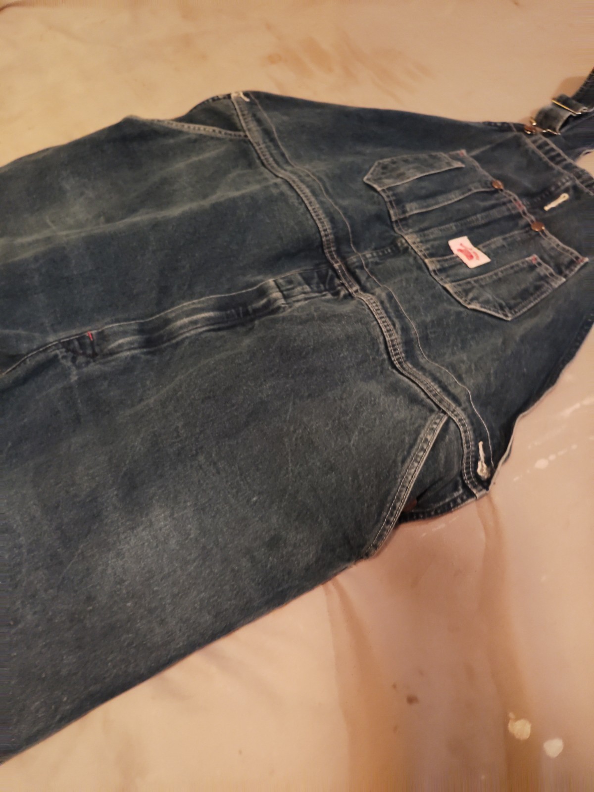 Round House Bib Overalls Men’s 48×32 Blue Denim Carpenter Loop #7