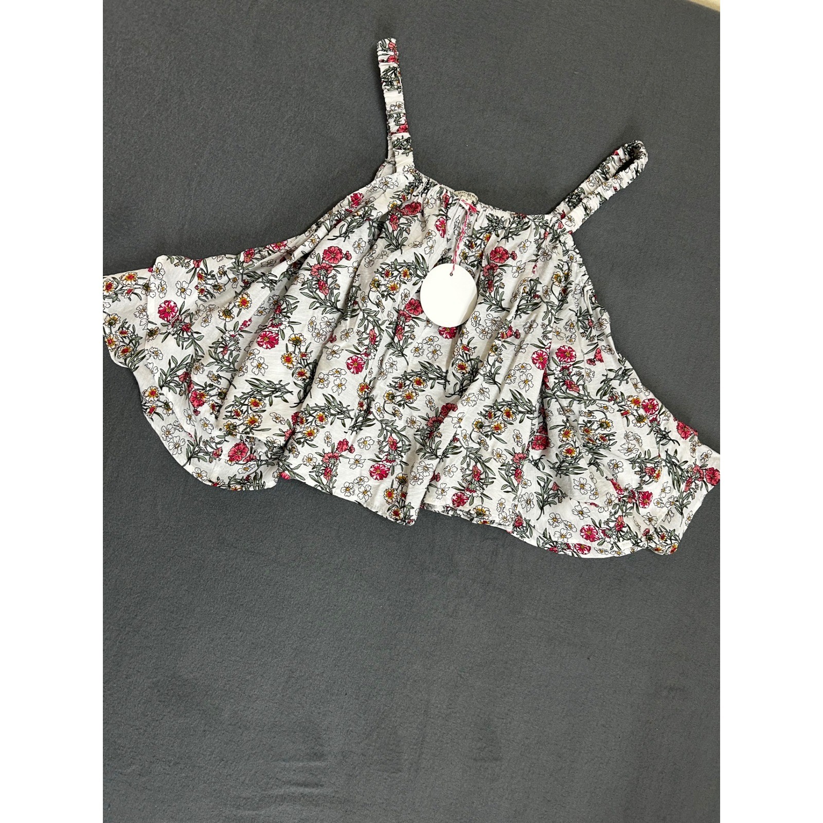 Umgee Cold Shoulder Top Women Medium White New Floral Tiered Bell Sleeve Boho