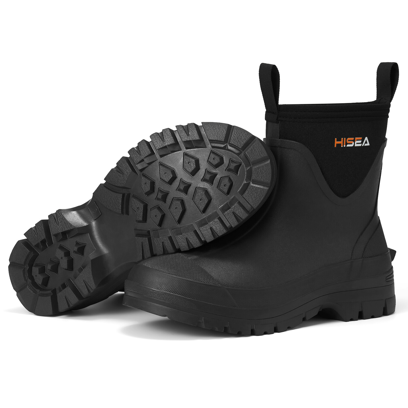 HISEA Men Neoprene Rubber Chelsea Rain Boots Waterproof Warm Mud Cold/Snow Boot
