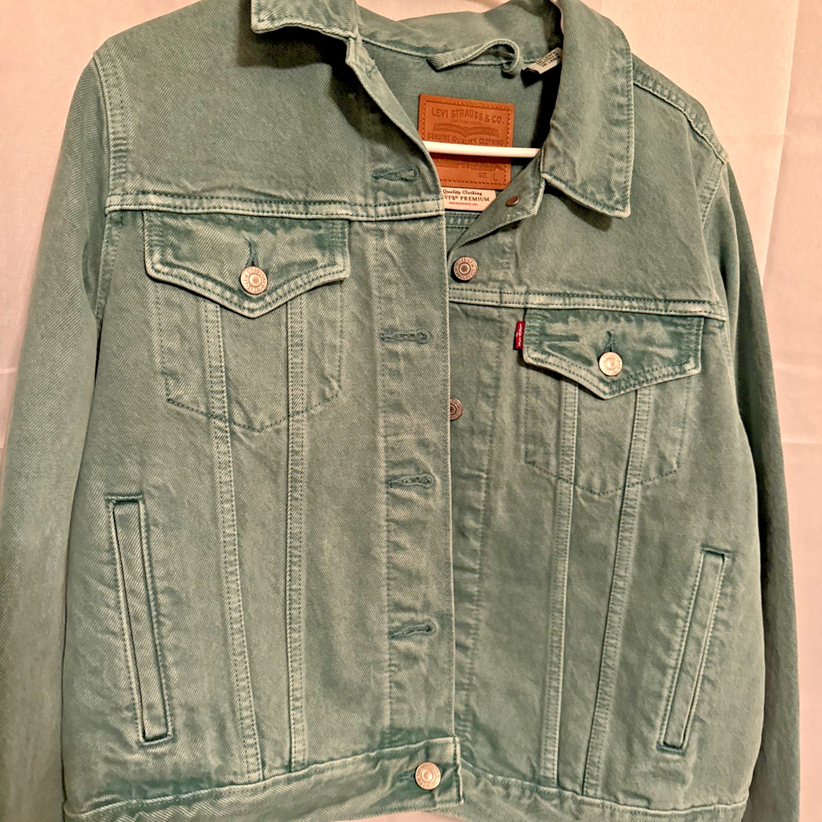 LEVI’S Premium 90’s Style Denim Trucker Jacket Women’s L Large Green Sri Lanka