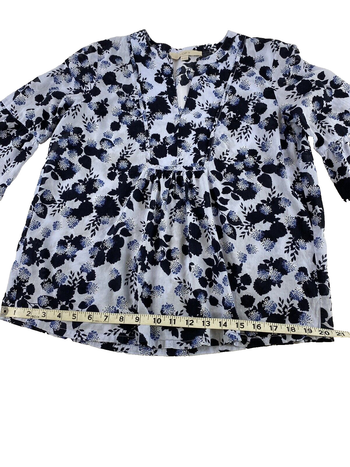 Loft blouse light blue with flowers design size XS