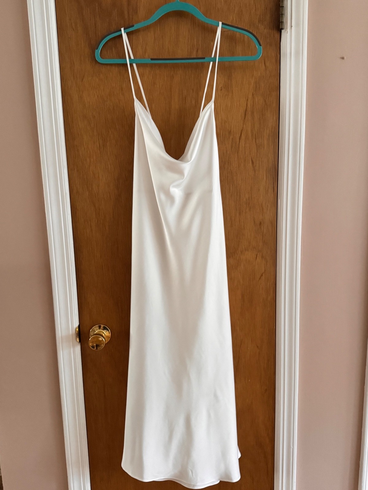 Show Me Your MUMU Women’s Cowl Neck Dress in Ivory Luxe Satin-Bridal Wedding-XL