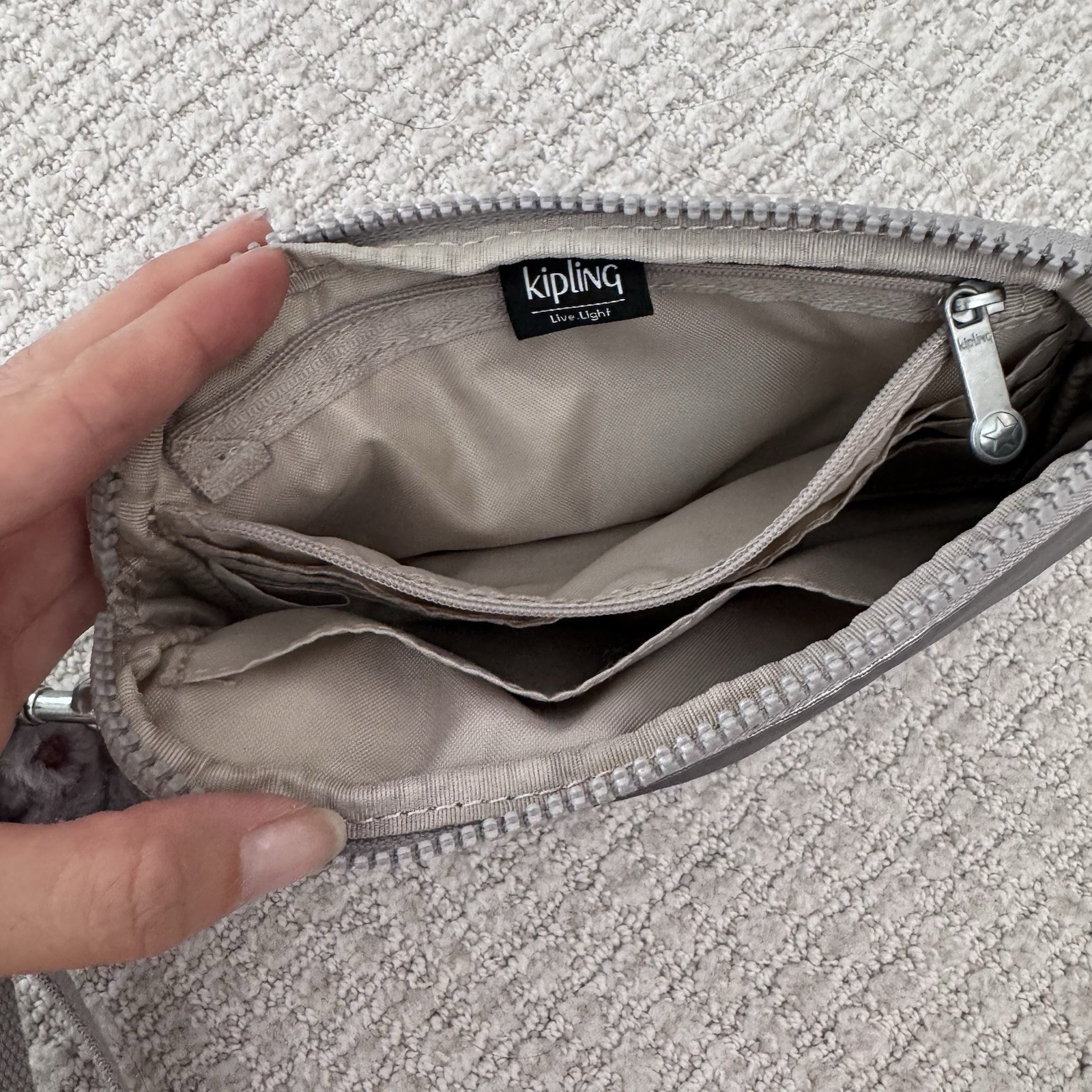 Kipling Silver Metallic Wristlet Wallet