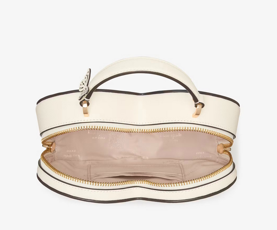 Kate Spade Love Shack Perforated Heart Crossbody Butterfly Purse Meringue Floral