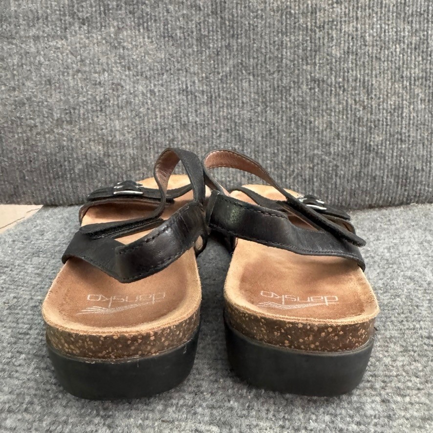 Dansko Rebekah Black Leather Buckle Ankle Strap Sandals Womens Size 38