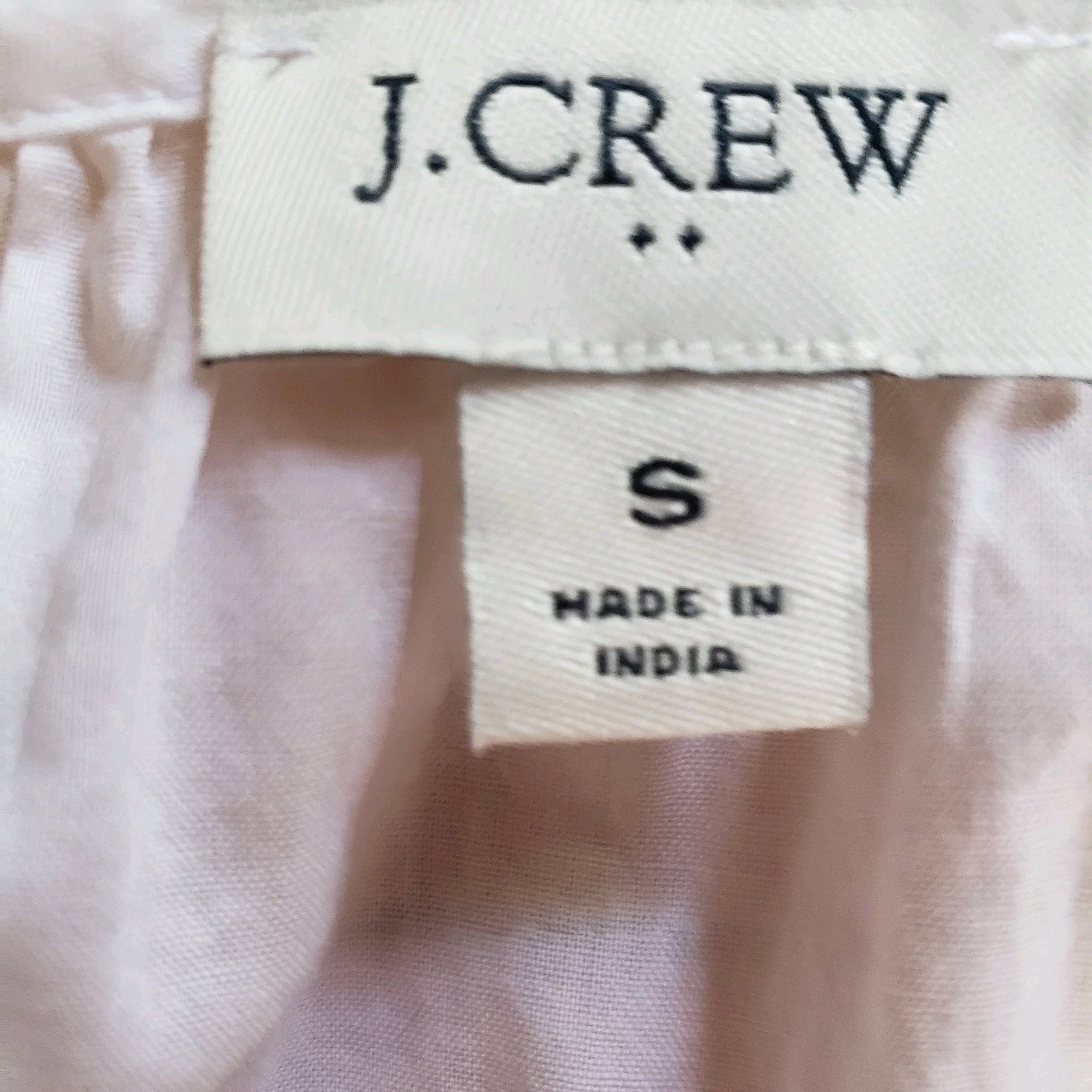J.Crew Peasant Blouse White Embroidered Tassel Tie Boho Cotton Women’s Small