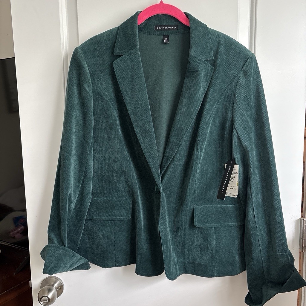 Counterparts Women’s 14 Green Blazer Jacket Button Front Pockets