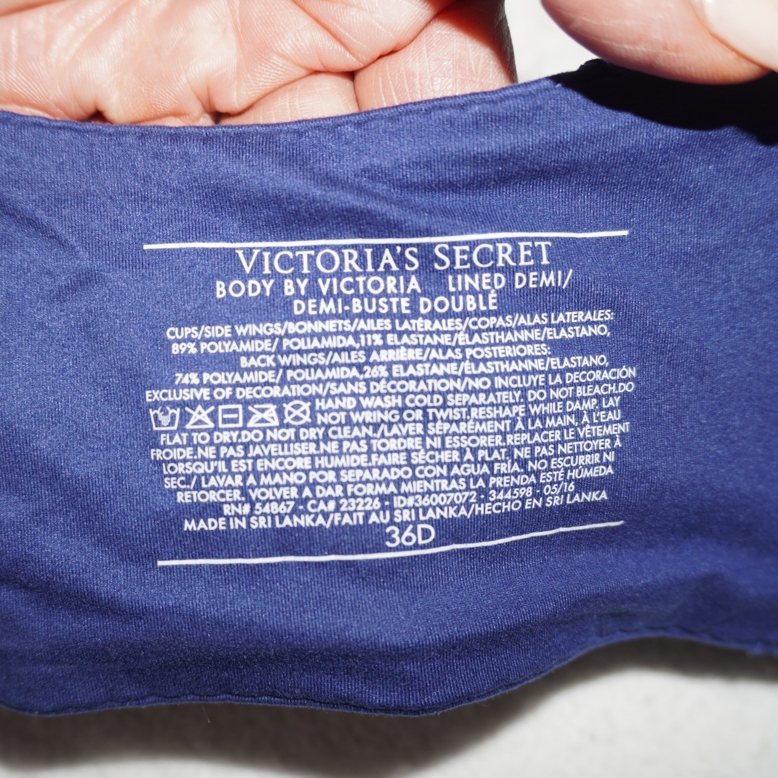 Victorias Secret Body by Victoria Lined Demi Bra Blue Lace 36D 344598