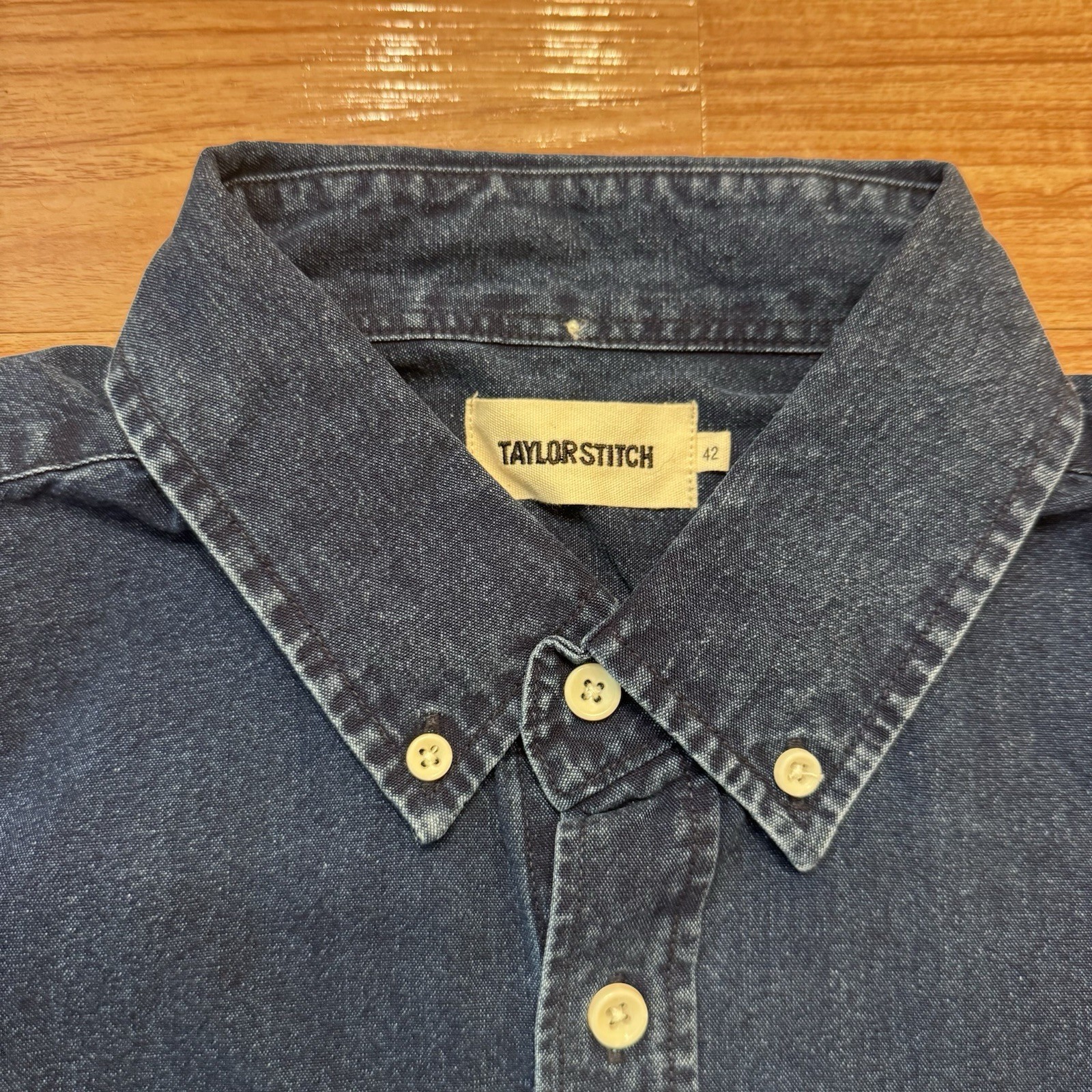 Taylor Stitch Short Sleeve Jack in Rinsed Indigo Oxford 42 Large Organic Cotton