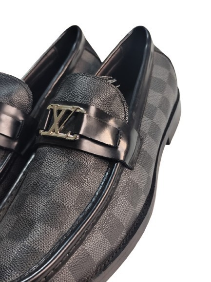 Louis Vuitton Damier Graphite LV Buckle Loafers Size 40 EU / 7 US Made in France