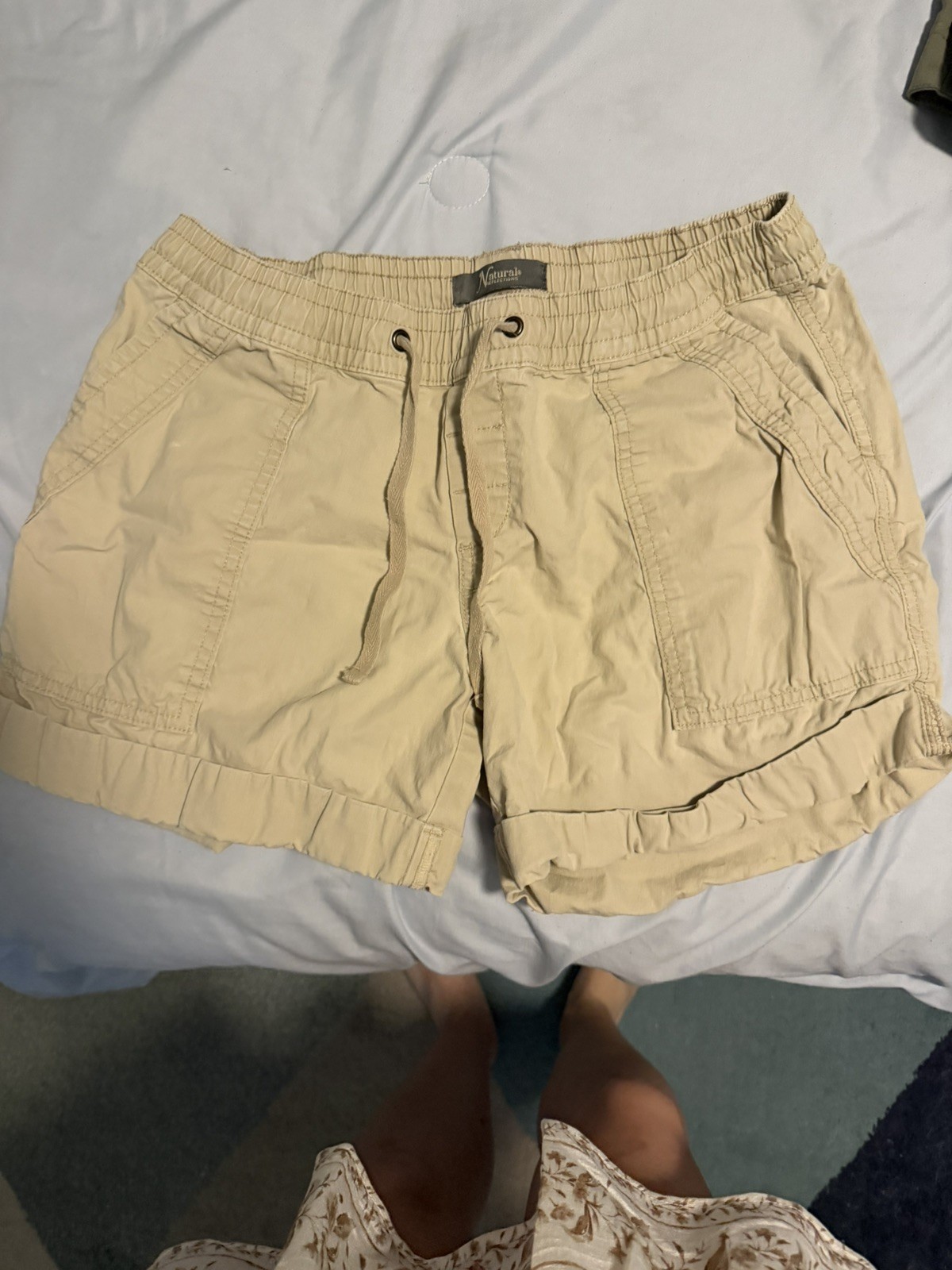 Natural Reflections Cotton Shorts Drawstring Khaki Women’s S Pockets Gorpcore