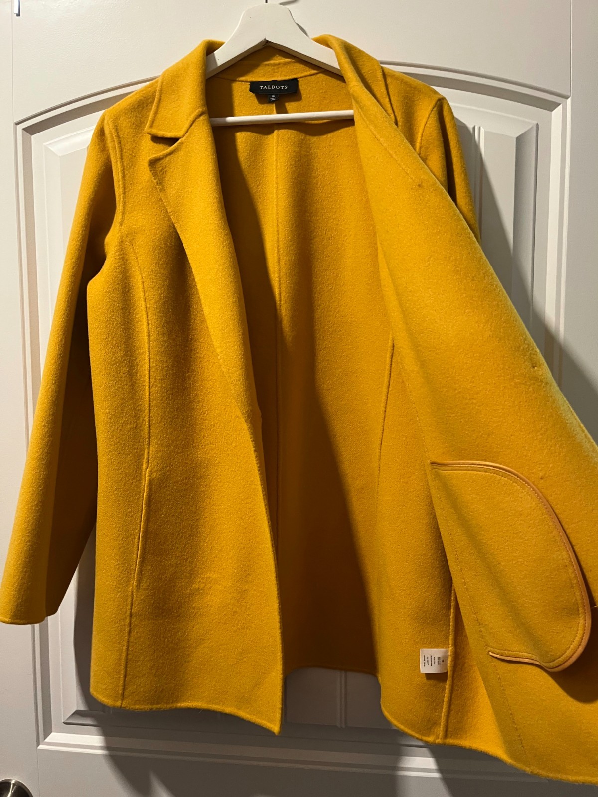 Talbots Mustard Gold Boiled Wool Blend Open Front Jacket Blazer Women’s XL