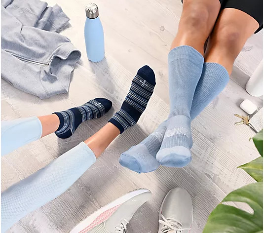 2 Pack Tommie Copper 4Pk UltraTemp & Ultraguard WOTC Socks Blue Stripe – Medium