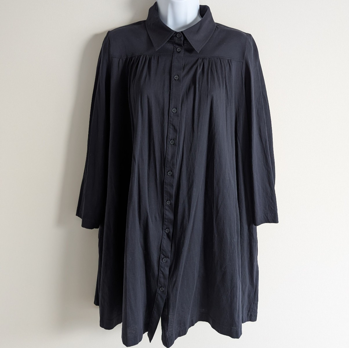 COS Shirt Dress Womens Small Cotton Relaxed Fit Lagenlook Quiet Luxury Navy Blue