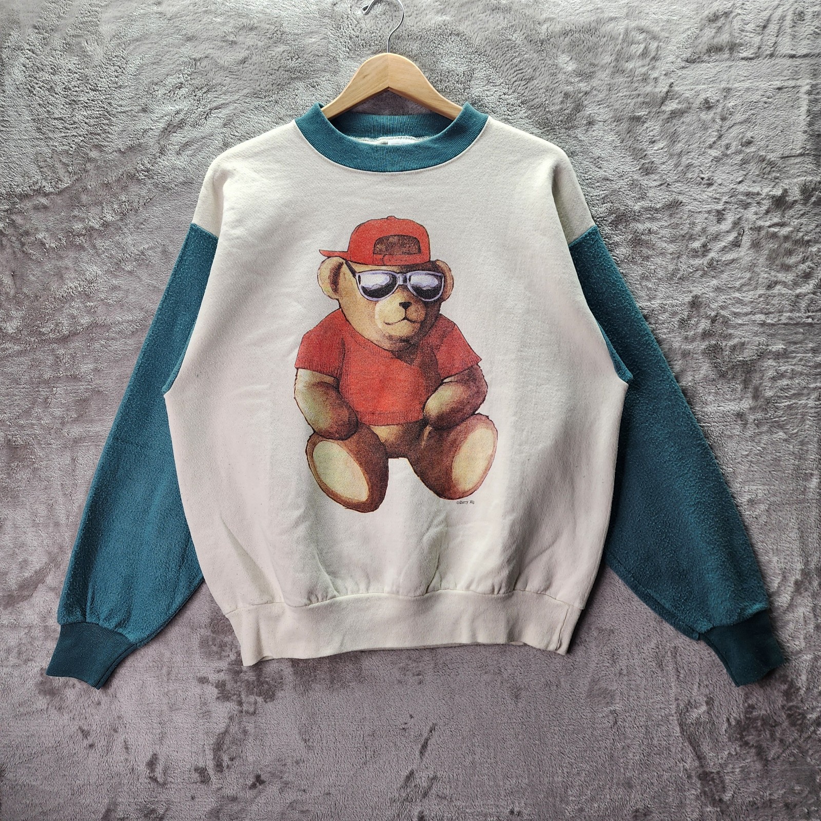Vintage 90s Teddy Bear Sweatshirt Sherry’s Best USA Made Colorblock L