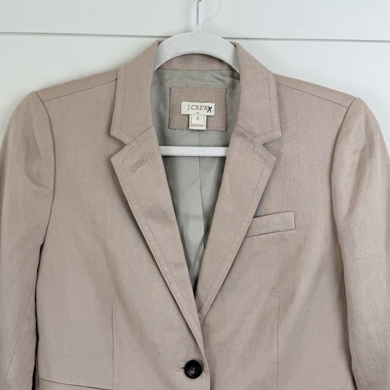 J. Crew KEATING BOY Blazer Jacket 100% Linen Blush Herringbone 37358 Women 2