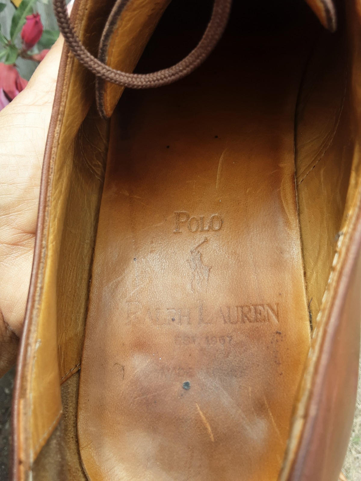 ​Men’s Polo Ralph Lauren Brown Leather Cap Toe Oxford Dress Shoes – Size Unknown