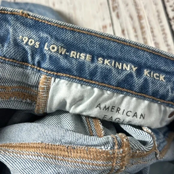 American Eagle Jeans Womens 6 Reg Blue Stretch ’90s Low Rise Skinny Kick Denim