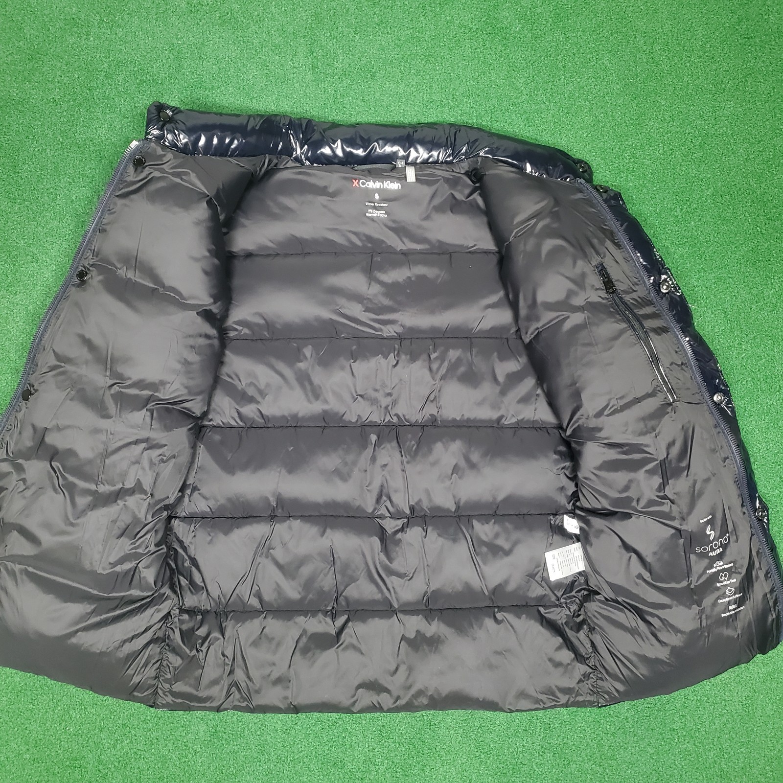 NWT $225.00 Calvin Klein Mens Water Resist Puffer Jacket Navy Blue Size Small