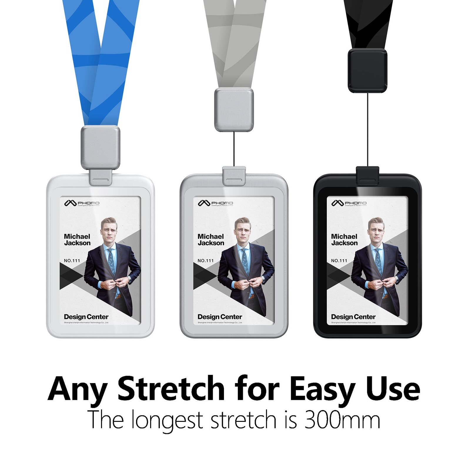Phomo Self Retractable ID Badge Holders with Carabiner Reel Clip and Badge