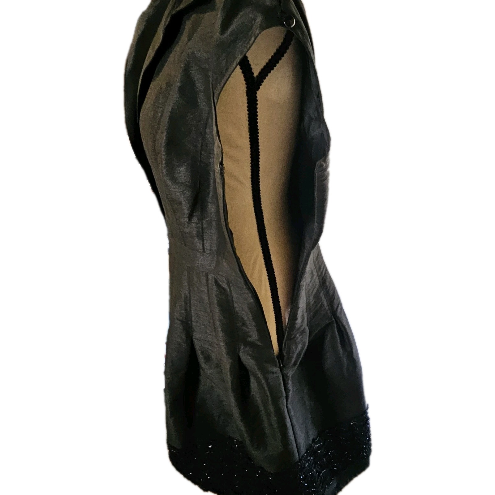 JS Boutique Blacl Fit&Flare Beaded Cap Sleeve SZ 10 50’s,Evening,Dressy,Cocktail