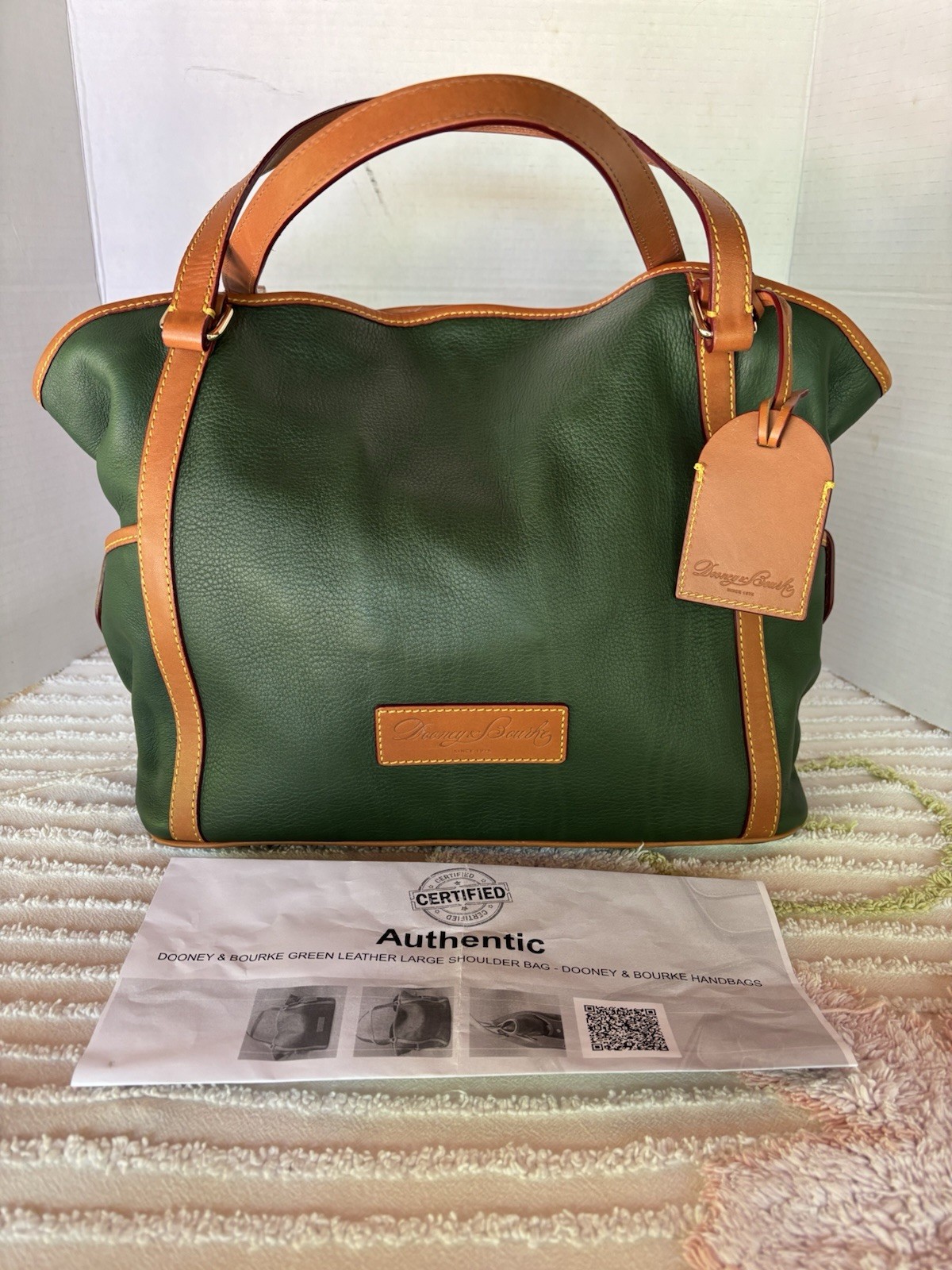 Dooney & Bourke All Weather Leather Shoulder Bag Green Pebbled Leather *MINT COA