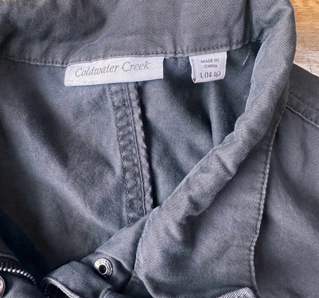 Coldwater Creek Women’s Jacket Large 14/16 Gray Utility Zip Up Lightweight Coat