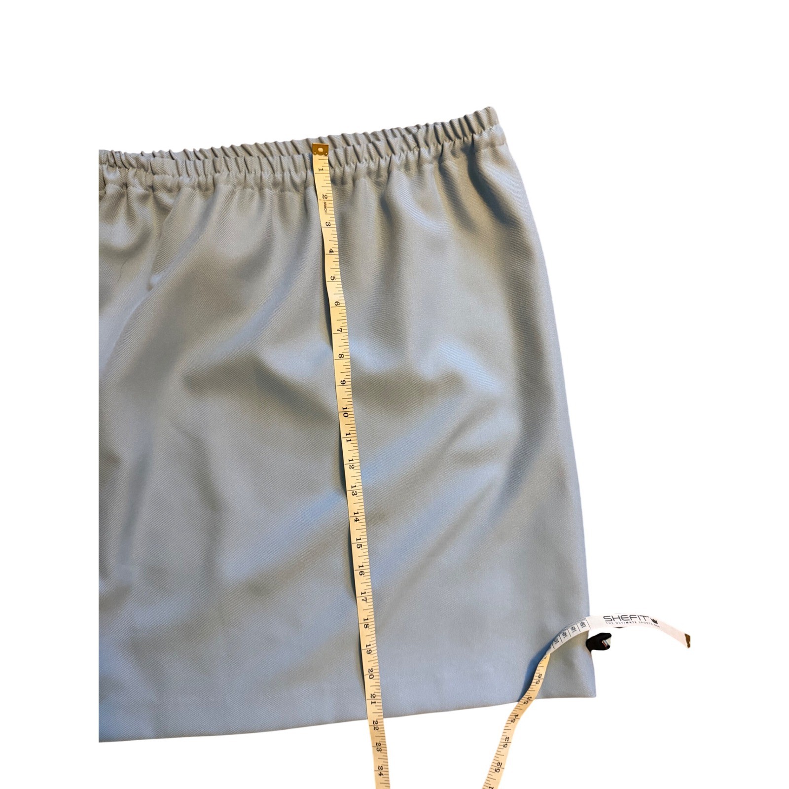 Vintage Light Blue Elastic Waist Pencil Skirt Knee Length Minimalist Pastel
