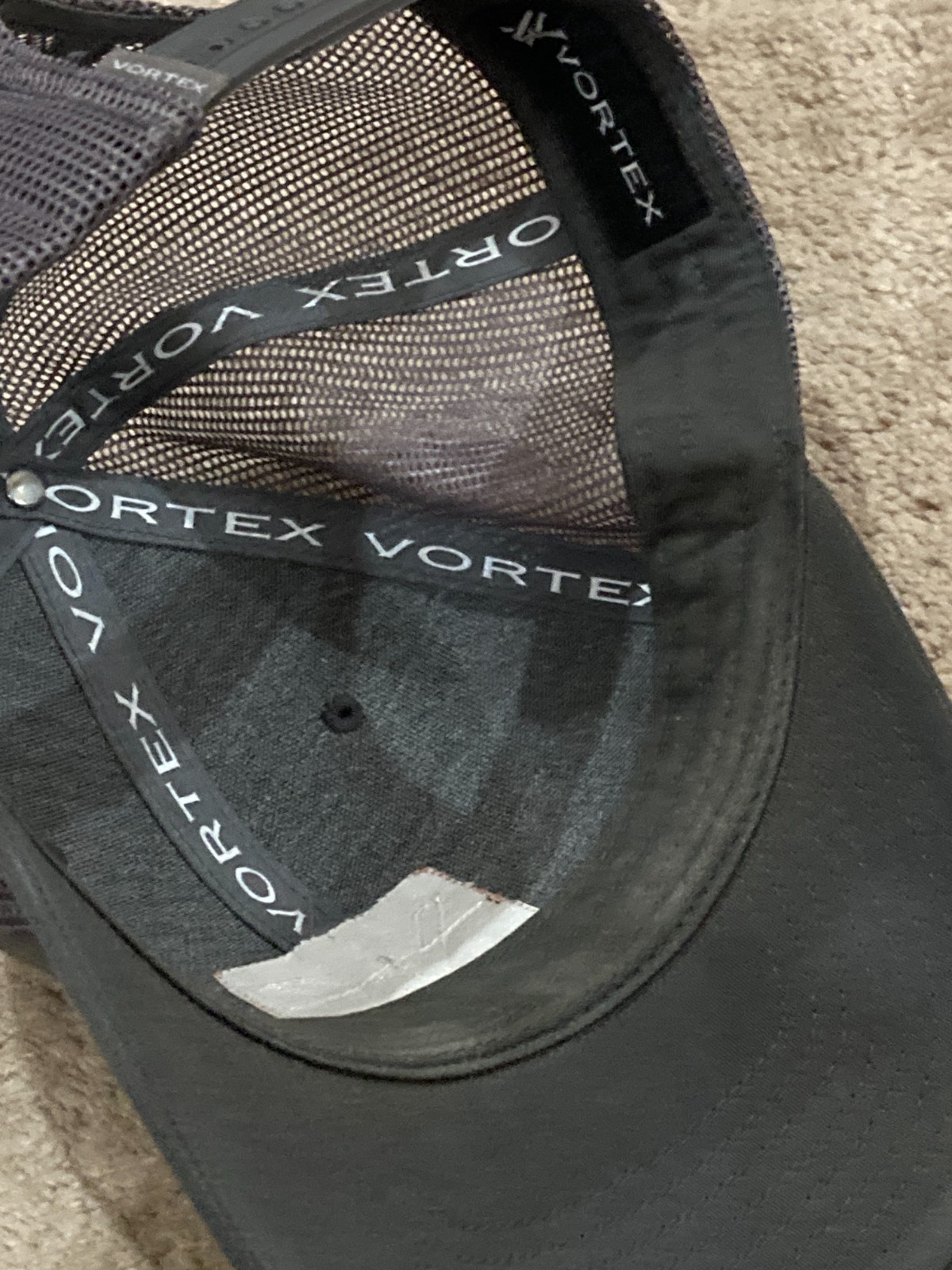 Vortex Optics Charcoal Grey Mesh Trucker Hat Cap Embossed Leather Patch