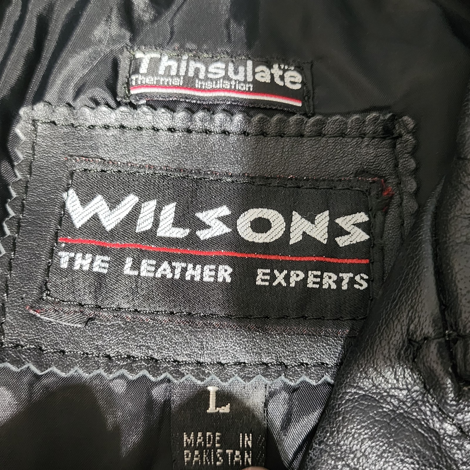 Vtg WILSONS Leather Jacket Motorcycle Biker Punk Metal Rock Moto 90s Size Large