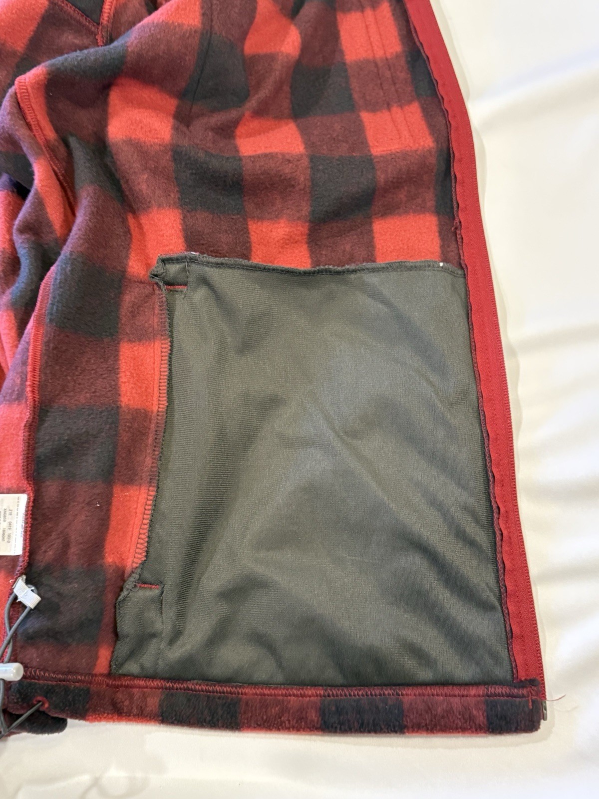Columbia Men’s Large Red Black Buffalo Plaid Fleece Jacket Full Zip Outdoor