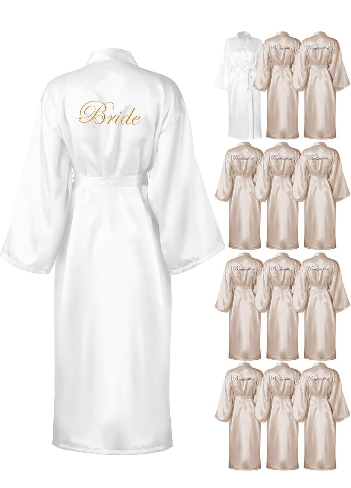 12 Pcs Bridesmaid Kimono Robe sets Bride Silky Wedding Day Bathrobe with Lace