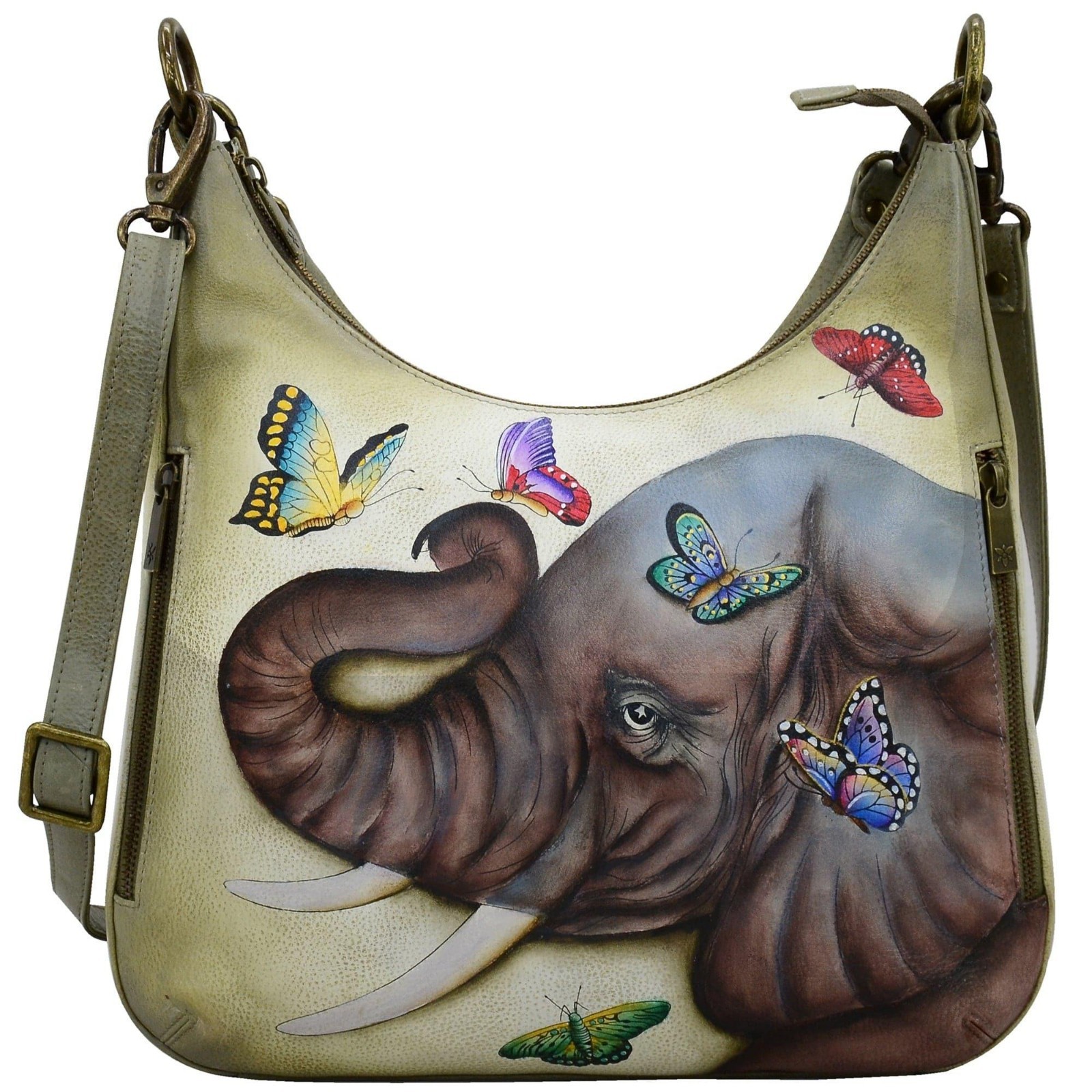 Anuschka Gentle Giant Convertible Slim Hobo With Crossbody Strap Hand-Painted
