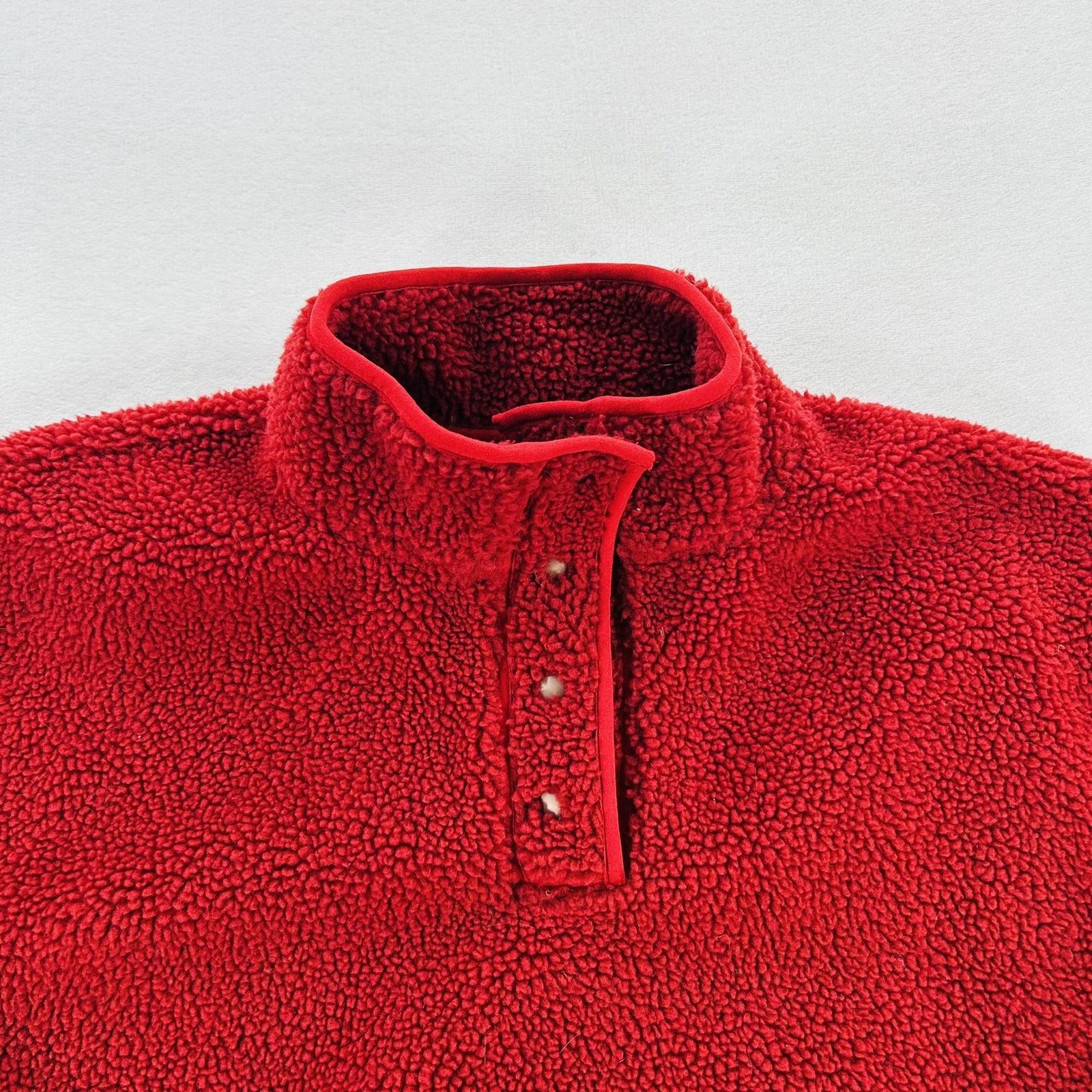 Levi’s Jacket Mens Large Red Sherpa Fleece Snap Pullover Anorak Warm Lined