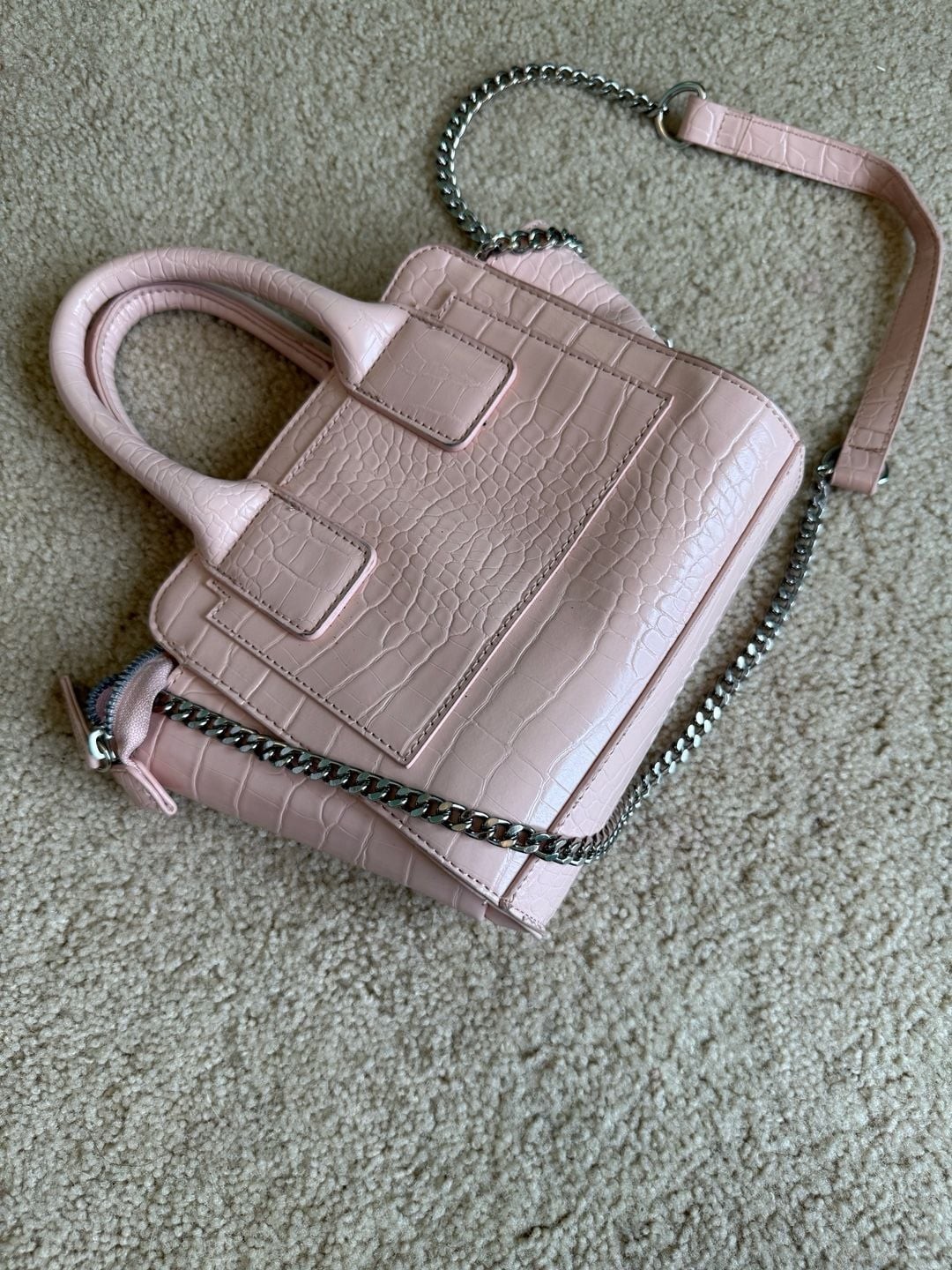 Forever 21 Light Pink Crocodile Embossed Mini Tote Crossbody Bag