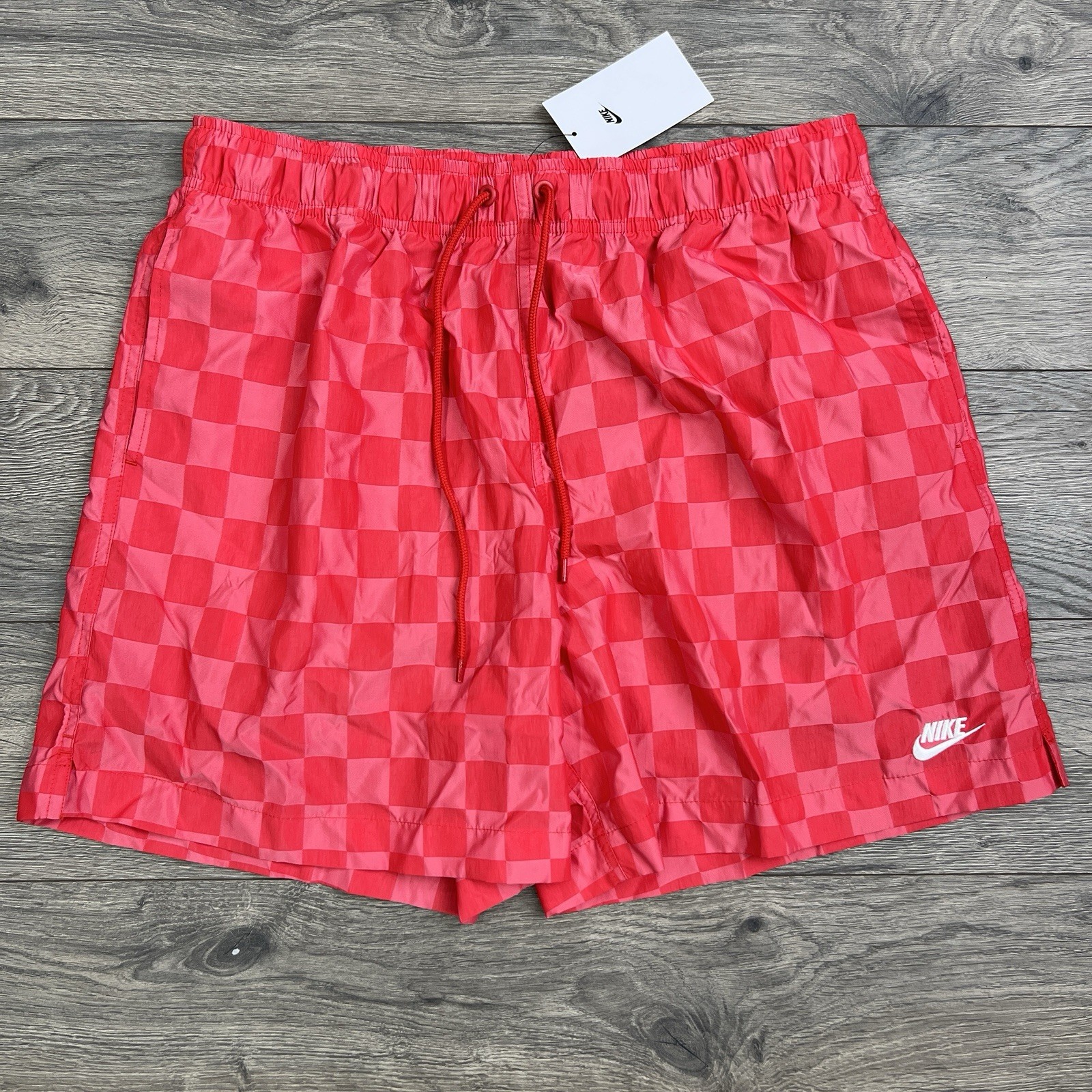 Nike Shorts Sz Medium Mens University Red White Club Flow Checkers $60