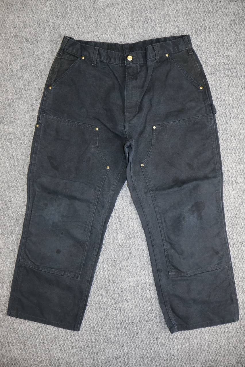 Vintage 90s Carhartt Double Knee Black Work Pants USA Made 38×30 B01 BLK