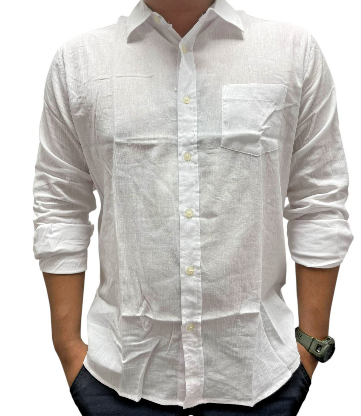 Mens Summer Long Sleeve Button Down Casual Formal Cotton Thin Shirt Top 41-57