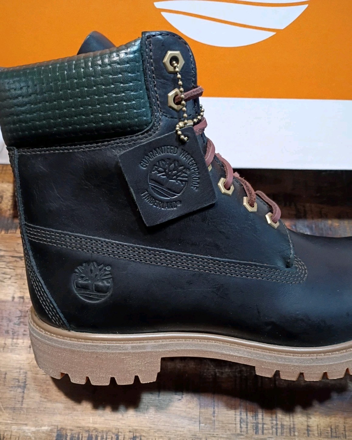 Mens Timberland Premium 6 Waterproof BOOTS Dk. GREEN FULL GRAIN LEATHER Sz 8.5