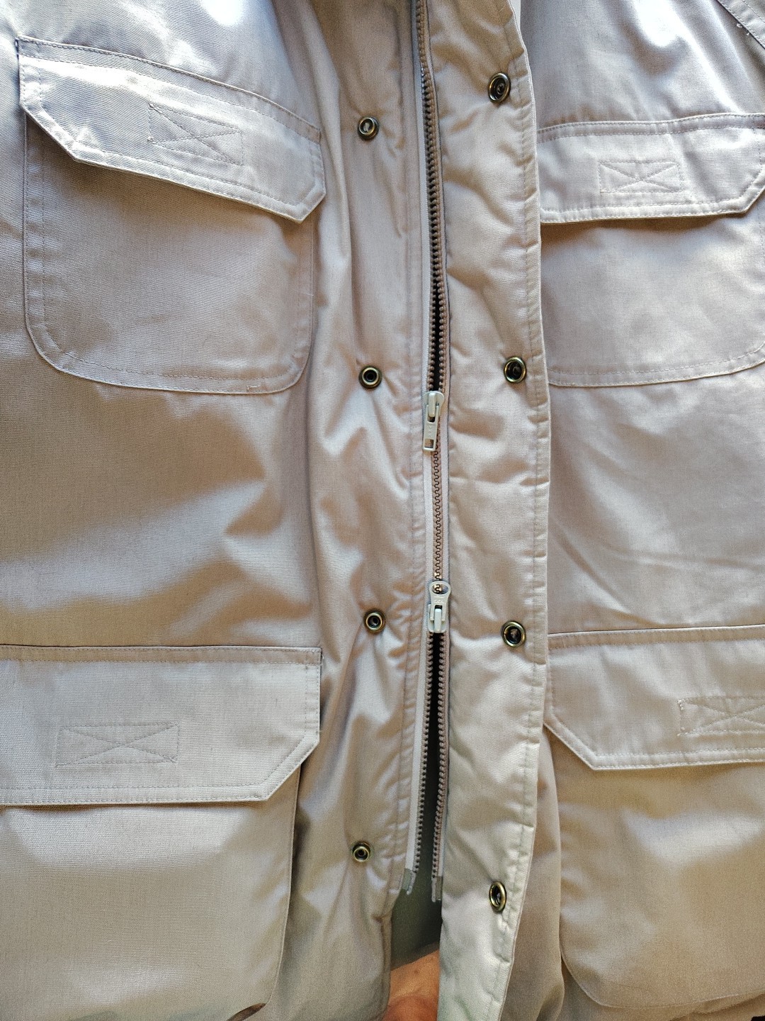 VTG Haggar Men’s Medium Coat Quilted Full Zip Snap Removable Hood EUC