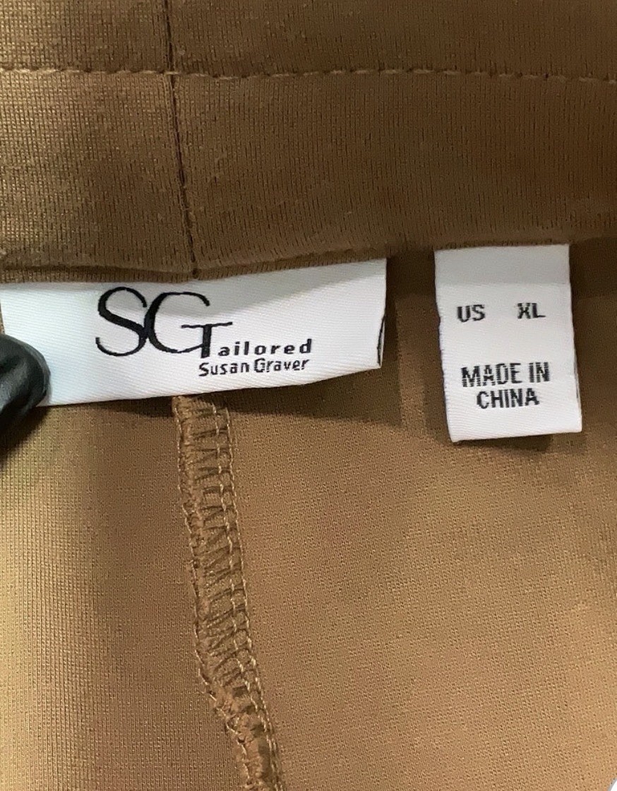 Susan Graver Driftwood Brown Liquid Knit Straight Leg Pull-On Pants Size XL